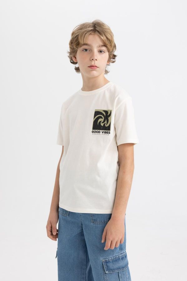 DEFACTO DEFACTO Boy's Crew Neck Printed Short Sleeve T-Shirt