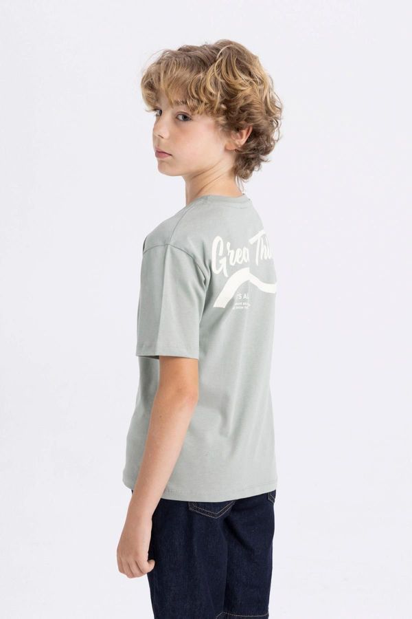 DEFACTO DEFACTO Boy's Crew Neck Back Printed Short Sleeve T-Shirt