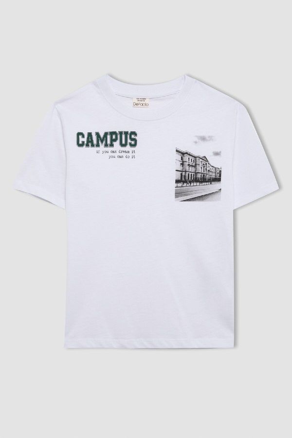 DEFACTO DEFACTO Boy's Crew Neck Printed Short Sleeve T-Shirt