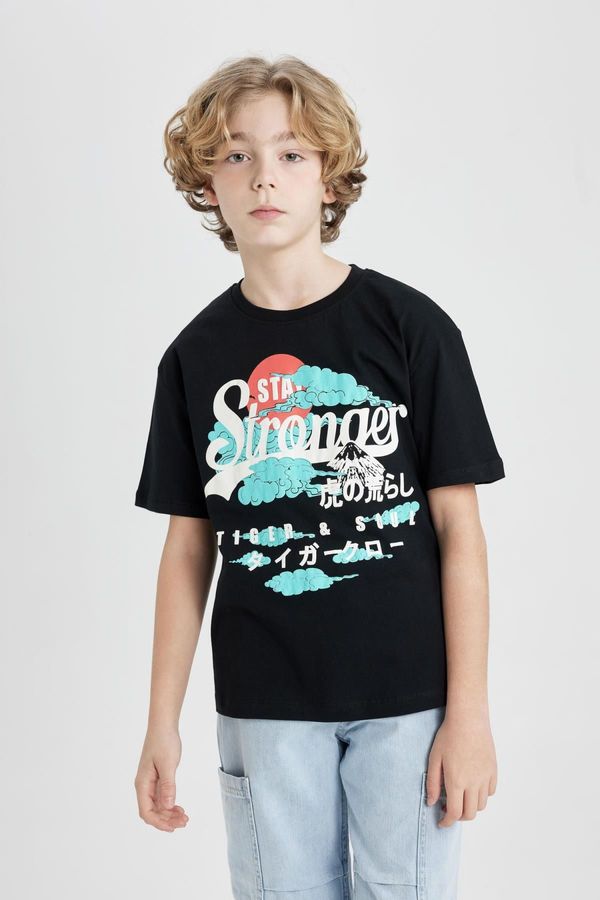 DEFACTO DEFACTO Boys Oversize Fit Crew Neck Printed Short Sleeve T-Shirt