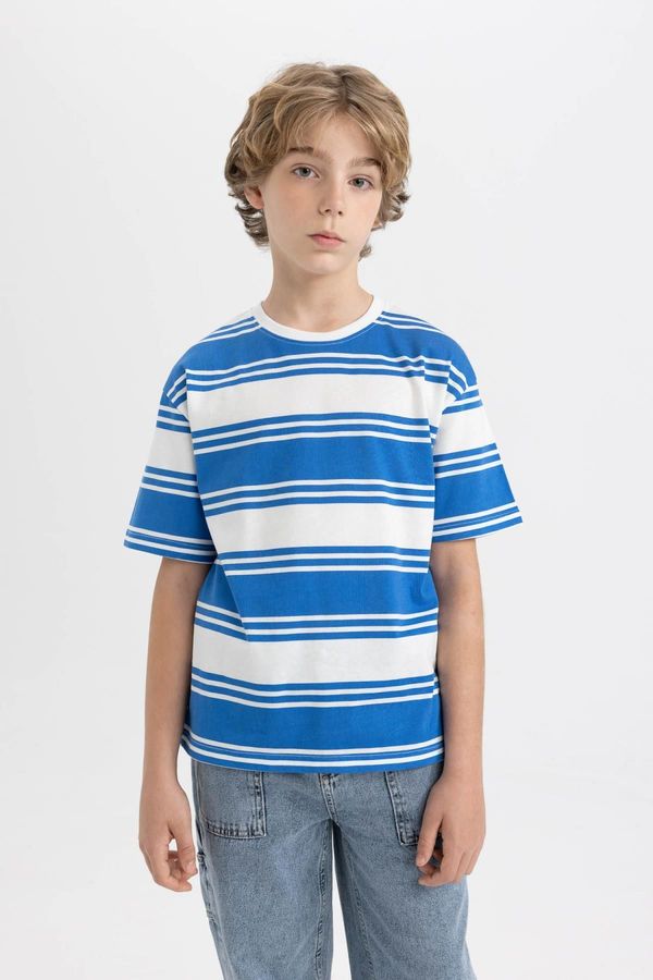 DEFACTO DEFACTO Boy's Oversize Fit Crew Neck Striped Short Sleeve T-Shirt