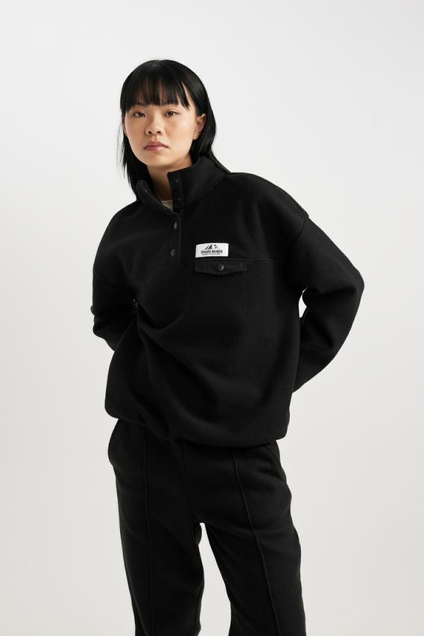 DEFACTO DEFACTO Coool Loose Fit Snap Collar Elasticated Sleeve Hem Fleece Sweatshirt A9852ax23wn