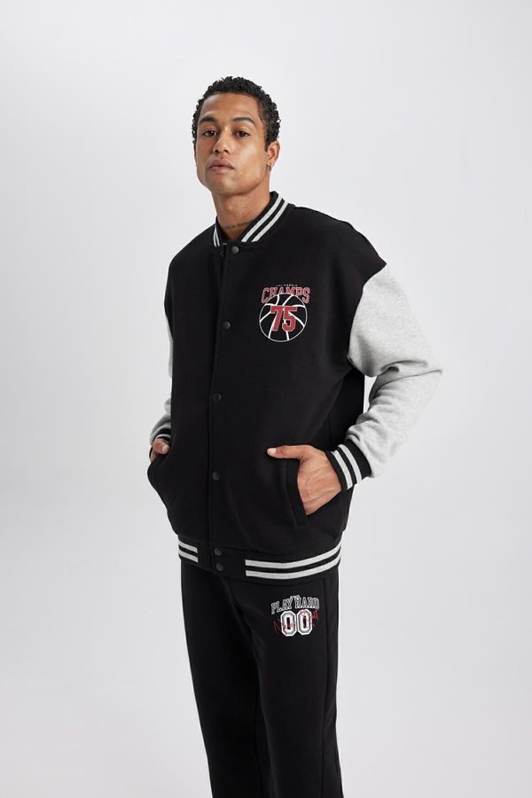 DEFACTO DEFACTO Fit Oversize Fit Printed Bomber Cardigan