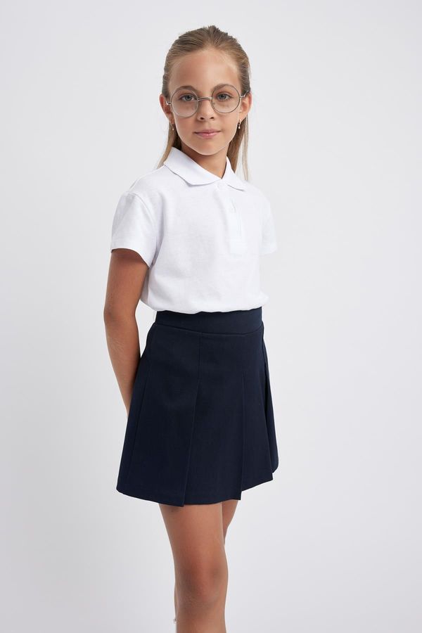 DEFACTO DEFACTO Girl White Cotton Short Sleeve Polo Basic School T-Shirt