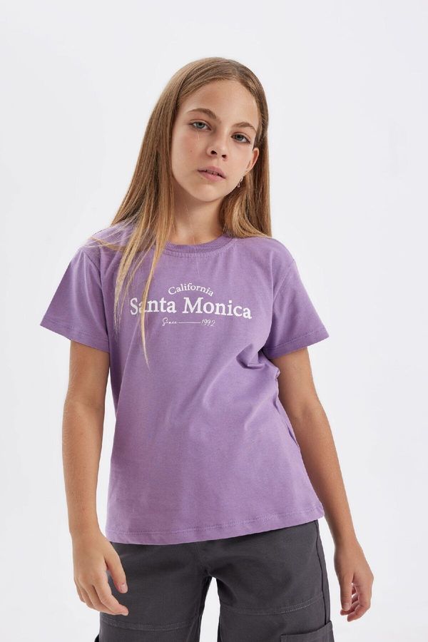 DEFACTO DEFACTO Girl's Crew Neck Printed Short Sleeve T-Shirt