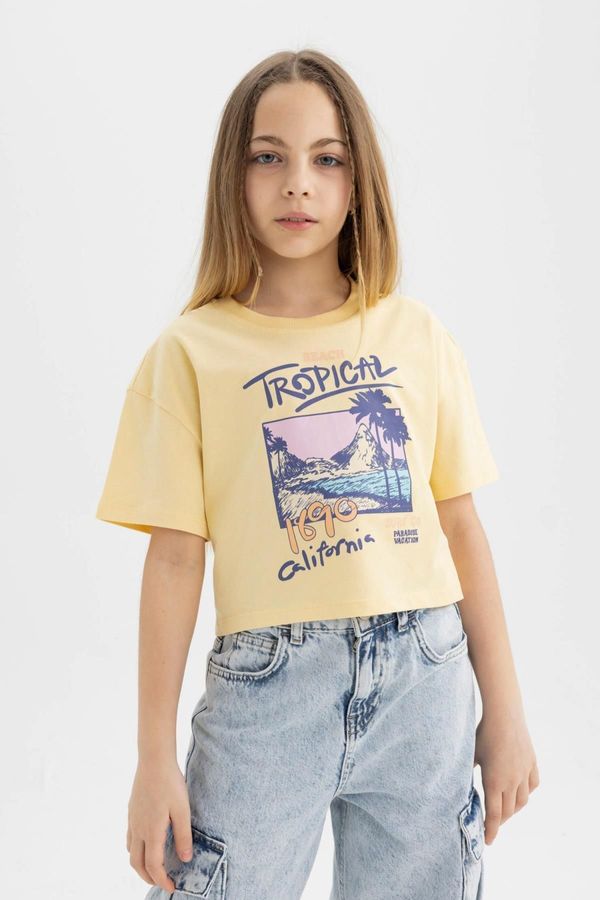 DEFACTO DEFACTO Girl's Crew Neck Printed Short Sleeve T-Shirt