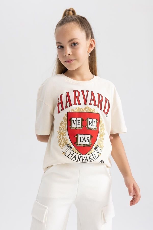 DEFACTO DEFACTO Girls Harvard University Oversize Fit Short Sleeve T-Shirt