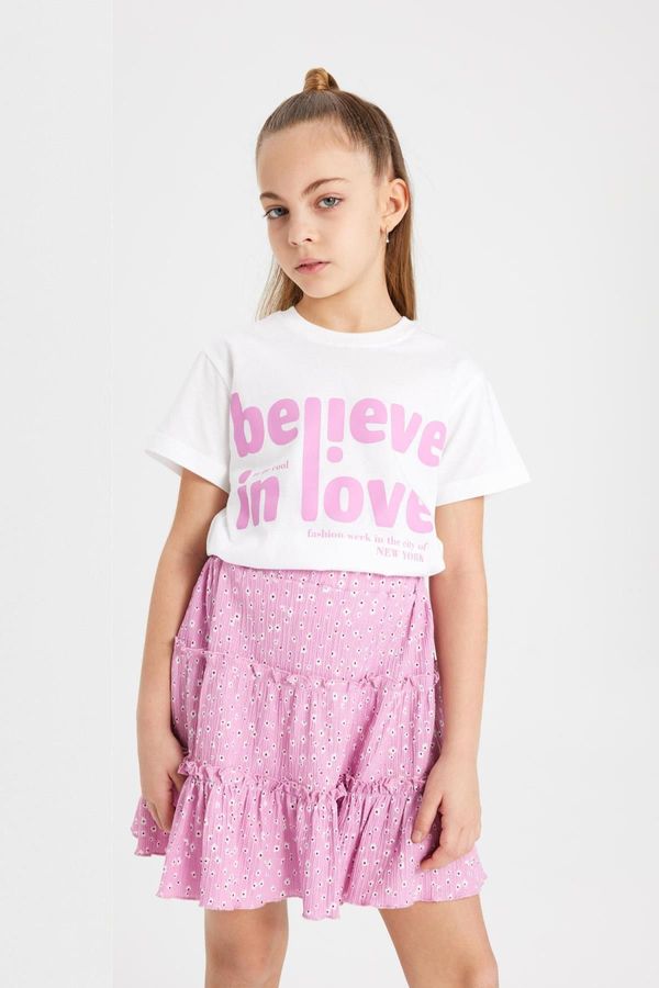 DEFACTO DEFACTO Girls Printed Short Sleeve T-Shirt