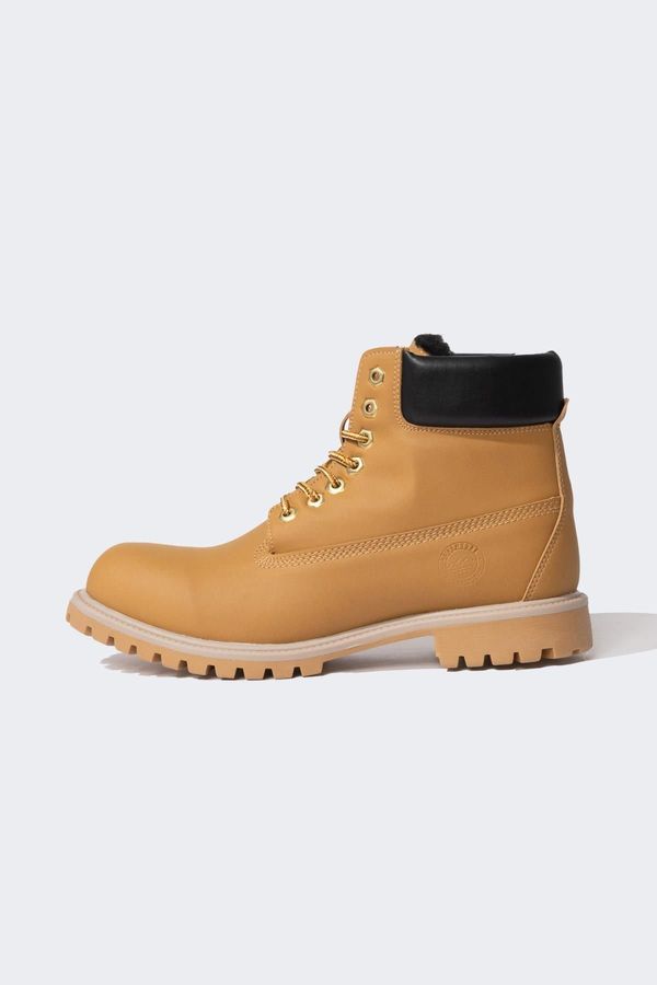 DEFACTO DEFACTO Men's Lace-Up High Sole Faux Leather Boots