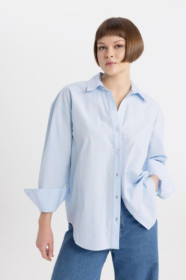 DEFACTO DEFACTO Oversize Fit Poplin Long Sleeve Shirt