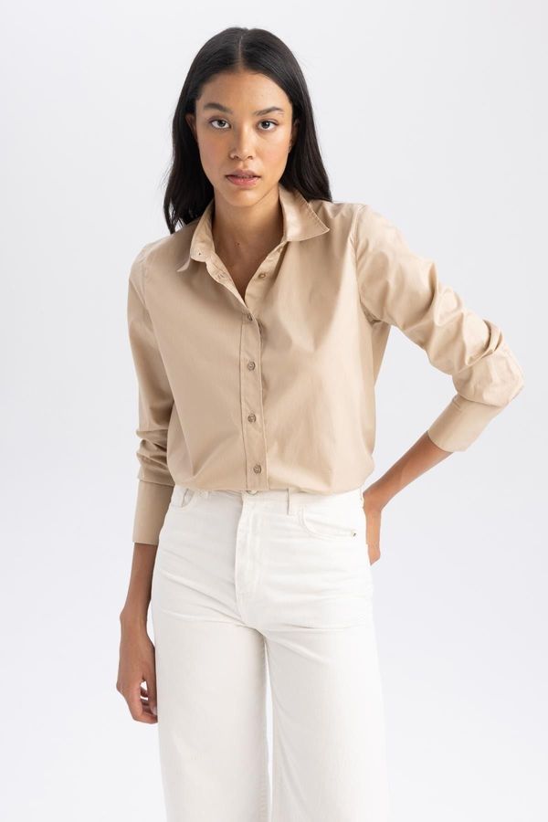 DEFACTO DEFACTO Oversize Wide Fit Poplin Long Sleeve 100% Cotton Shirt