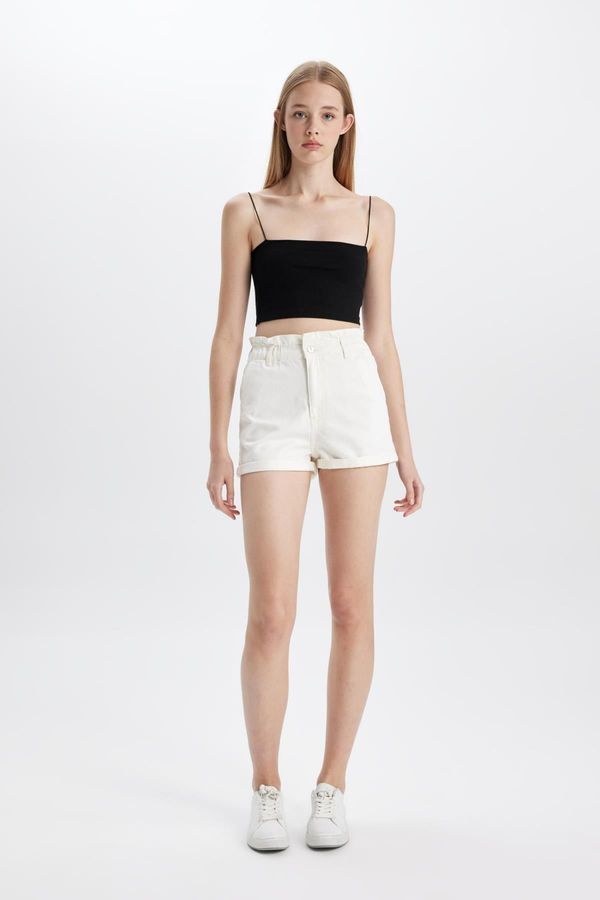 DEFACTO DEFACTO Paperbag High Waist Fold-Ankle Jean Shorts