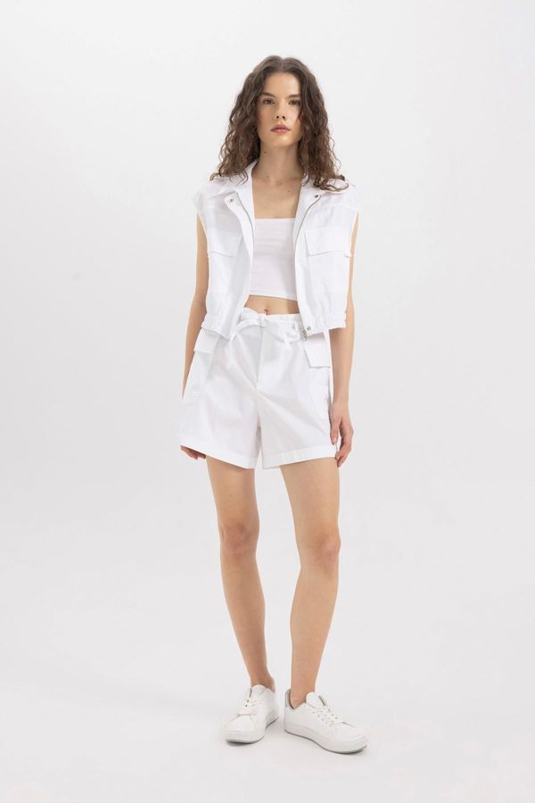 DEFACTO DEFACTO Paperbag High Waist Wide Leg Poplin Shorts