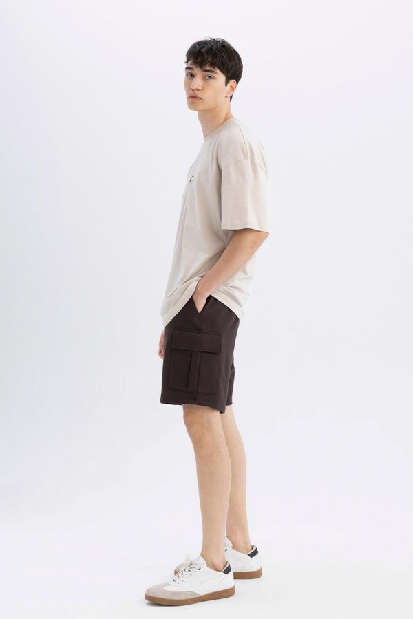 DEFACTO DEFACTO Regular Fit Cargo Pocket Basic Plain Bermuda Shorts