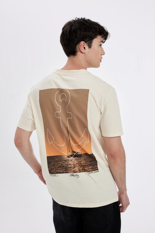 DEFACTO DEFACTO Regular Fit Crew Neck Back Printed Short Sleeve T-Shirt