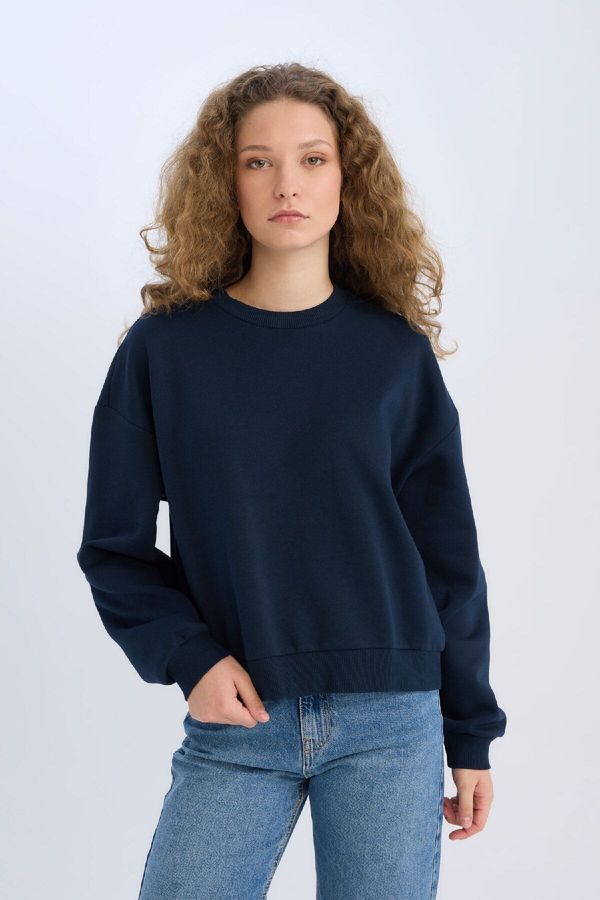 DEFACTO DEFACTO Regular Fit Crew Neck Thick Basic Plain Sweatshirt