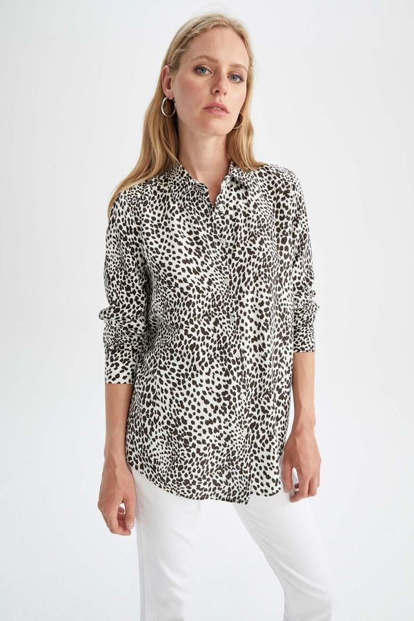 DEFACTO DEFACTO Regular Fit Leopard Patterned Long Sleeve Shirt