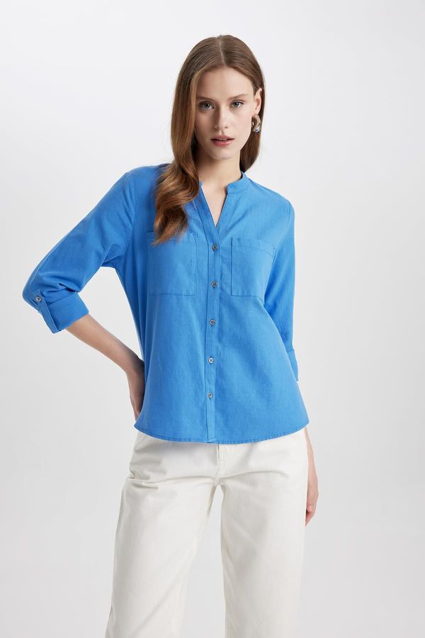 DEFACTO DEFACTO Regular Fit Long Sleeve Linen Look Shirt