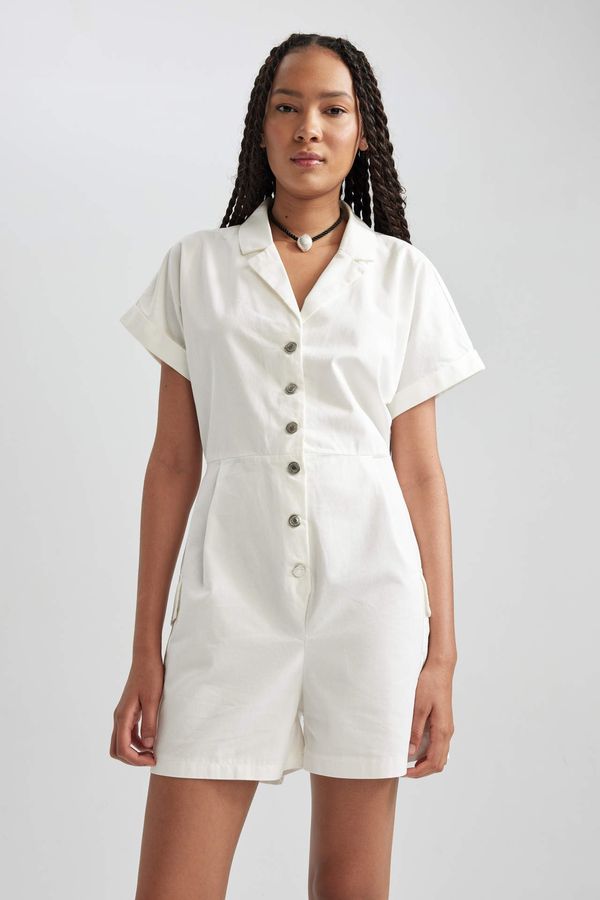 DEFACTO DEFACTO Regular Fit Pajama Collar Gabardine Cotton Jumpsuit