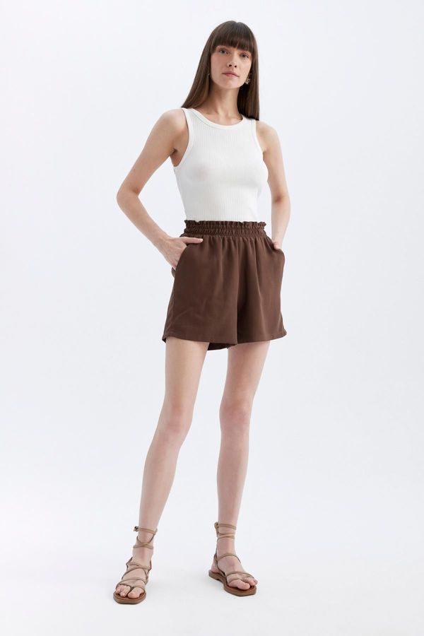 DEFACTO DEFACTO Relax Fit Paperbag Waist Wide Leg Linen Blend Shorts