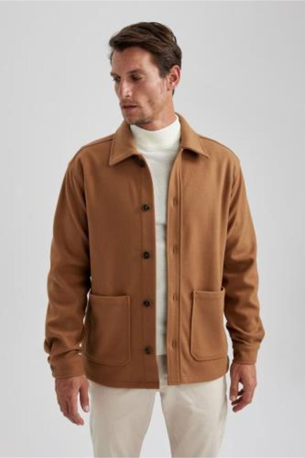 DEFACTO DEFACTO Relax Fit Polo Neck Wool Look Long Sleeve Shirt Jacket
