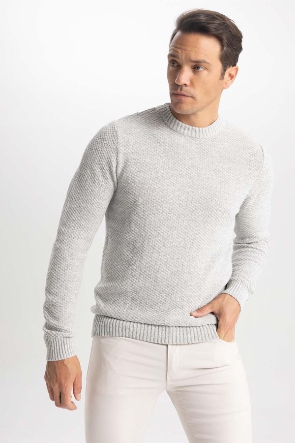 DEFACTO DEFACTO Standard Fit Regular Cut Crew Neck Textured Knitwear Sweater