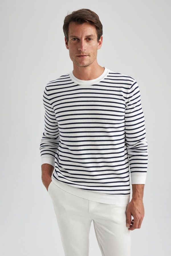 DEFACTO DEFACTO Standard Fit Striped Crew Neck Sweater