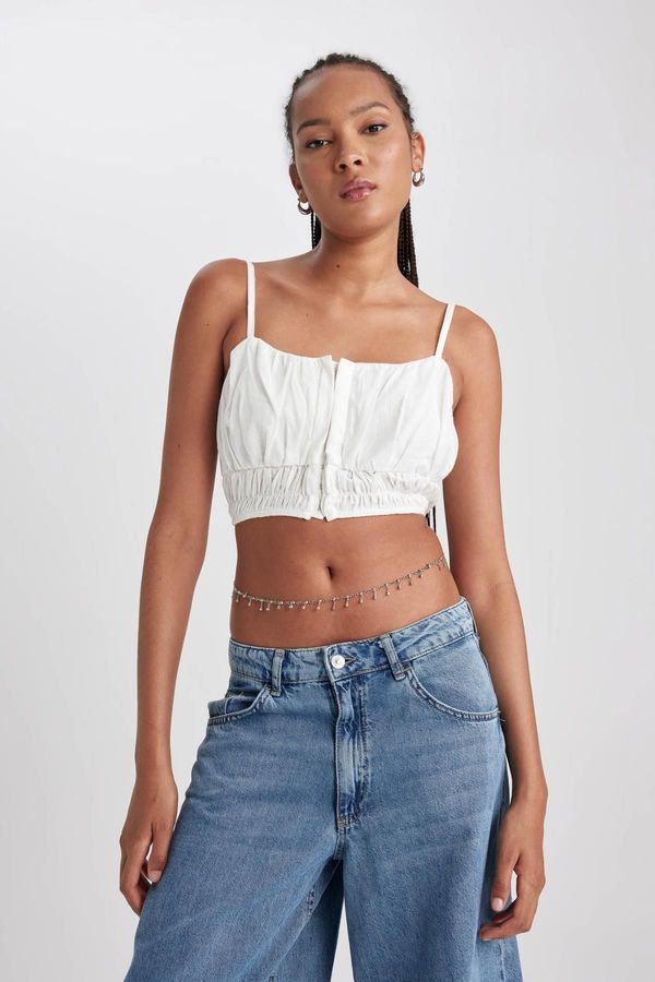 DEFACTO DEFACTO V Neck Strappy Crop Blouse
