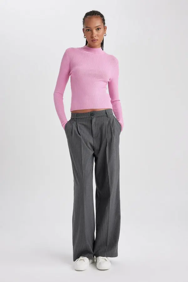 DEFACTO DEFACTO Wide Leg Double Pocket High Waist Darts Standard Length Trousers