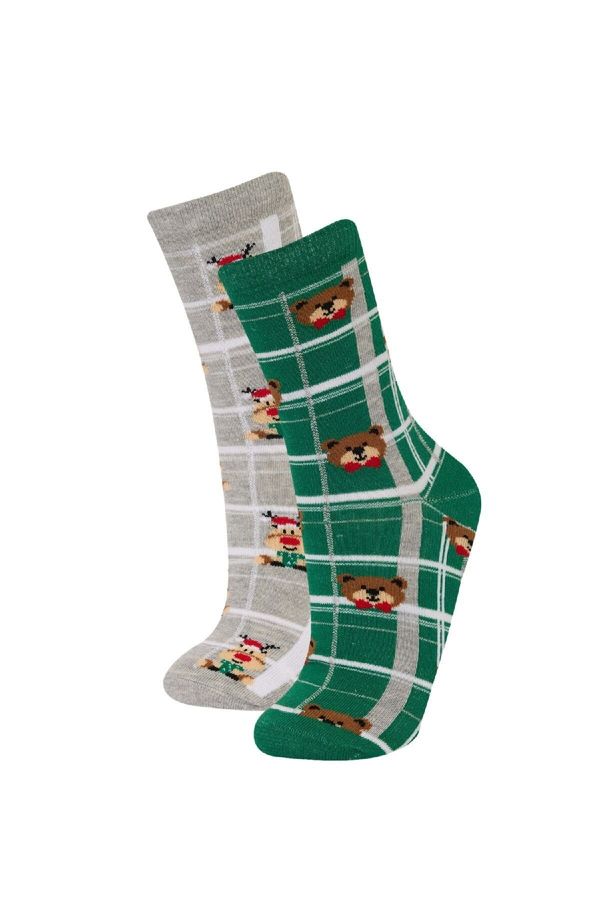 DEFACTO DEFACTO Women's Christmas Themed 2-Pack Cotton Long Socks