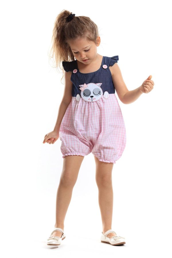 Denokids Denokids Sleepy Cat Girl's Woven Jumpsuit