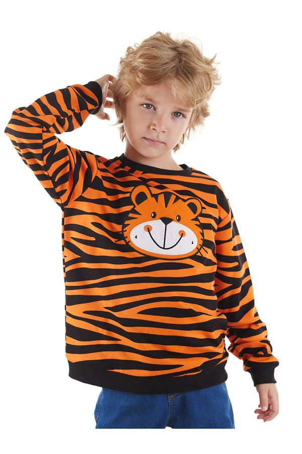 Denokids Denokids Tiger Applique Boy Sweatshirt