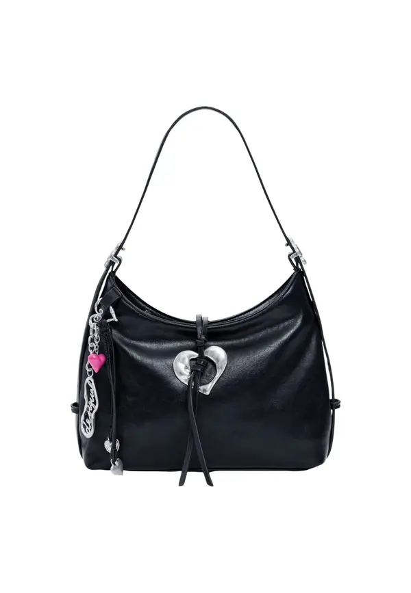 DESIGUAL Desigual crna torbica s privjeskom