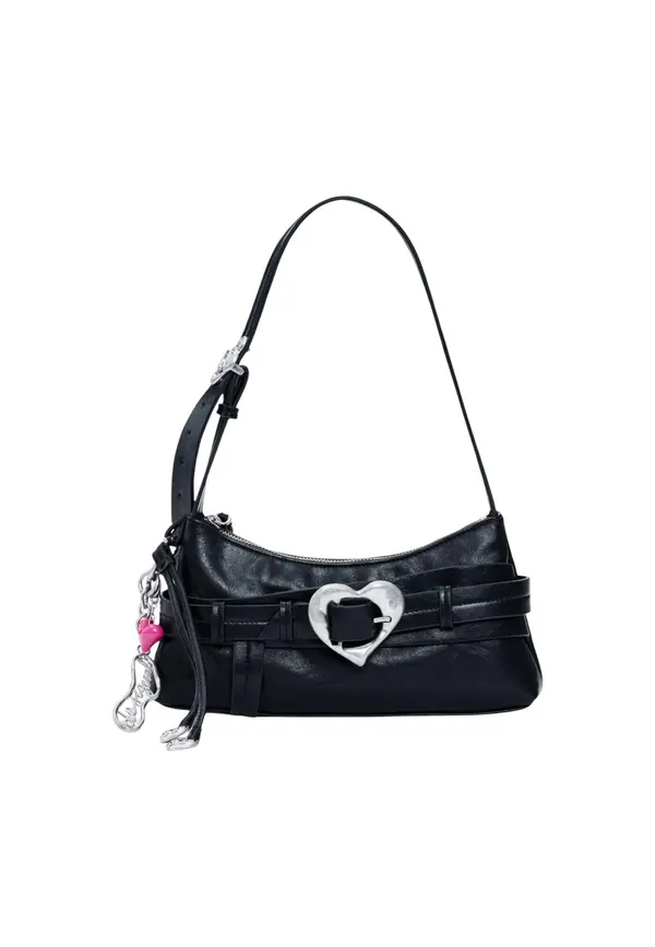 DESIGUAL Desigual crna torbica s ukrasom