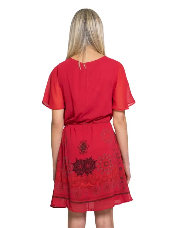 DESIGUAL Desigual crvena mini haljina s uzorkom