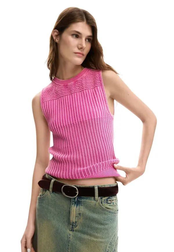 DESIGUAL Desigual ružičasti top bez rukava