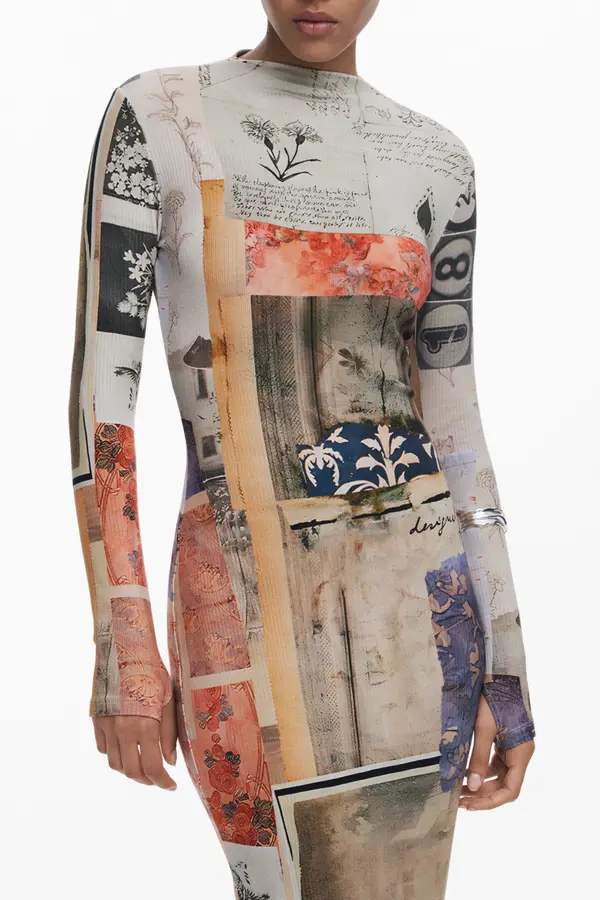 DESIGUAL Desigual ženska midi haljina bež boje