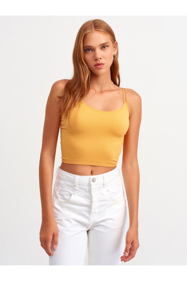 Dilvin Dilvin Women's Orange Elastic Crop Top - orange