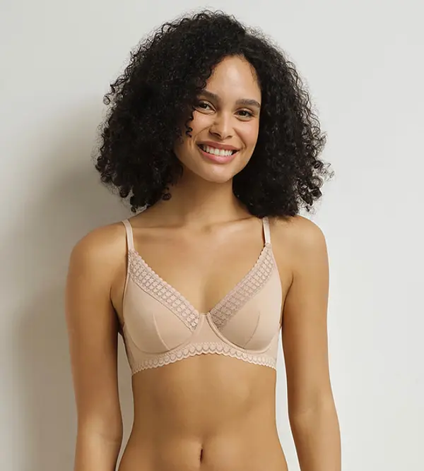 DIM DIM DAILY MICRO FOULARD BRA - Women's lace bra with underwire - nude