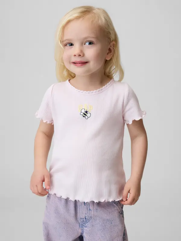 GAP Dječja rebrasta GAP majica s logotipom - Djevojčice