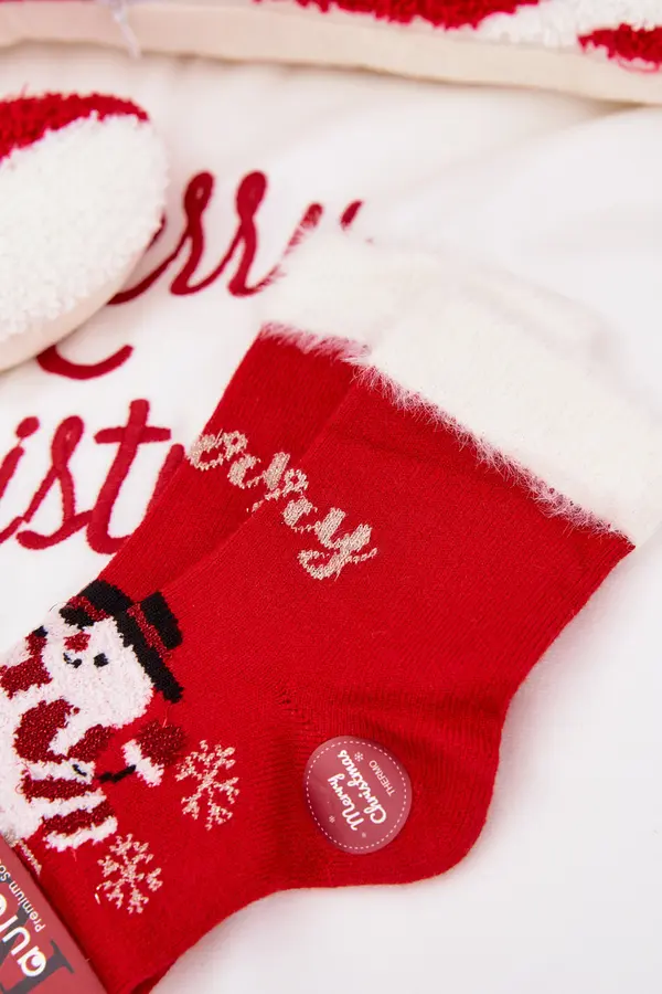 Aura.via Dječje božićne čarape s krznom i snjegovićem