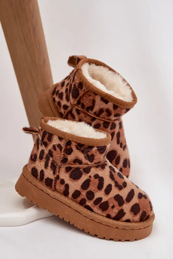 Boto Dječje čizme za snijeg s krznom i leopard printom