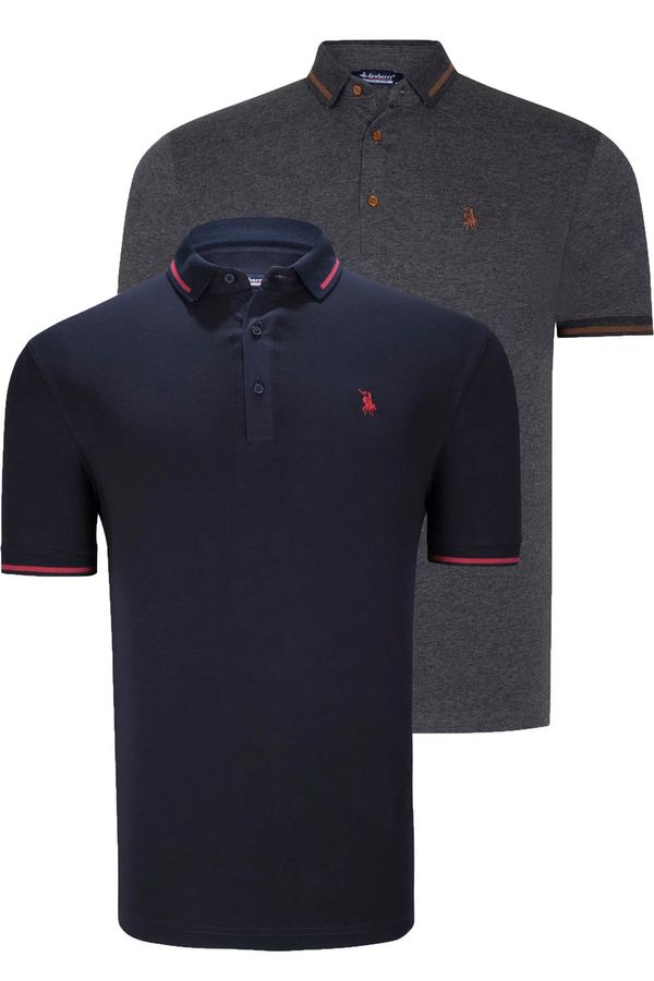 dewberry DOUBLE SET T8586 DEWBERRY MEN'S T-SHIRT-NAVY - ANTHRACITE