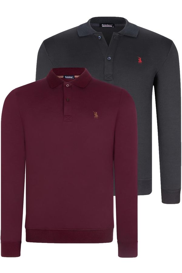 dewberry DOUBLE SET V4007 DEWBERRY MEN'S SWEATSHIRT-PURPLE-NAVY BLUE