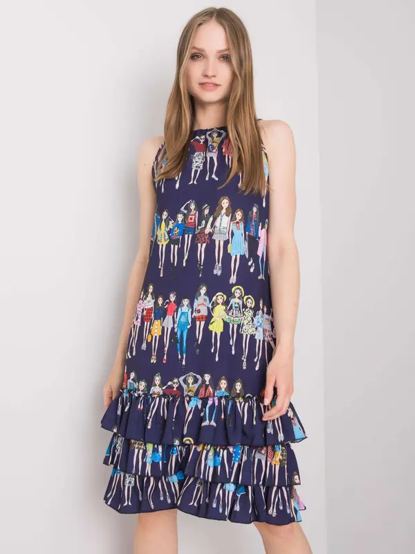 RUE PARIS Dress-CHA-SK-0834.90P-navy blue