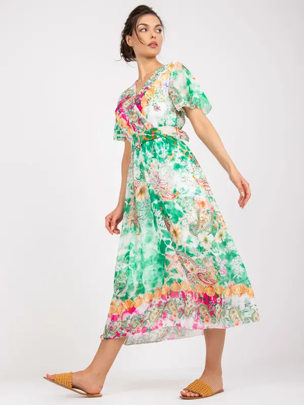 Italy Moda Dress-DHJ-SK-15967-1.01P-white-green