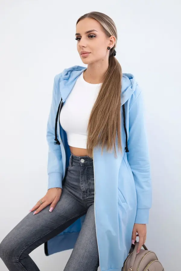Kesi Dress with a hood and azure color