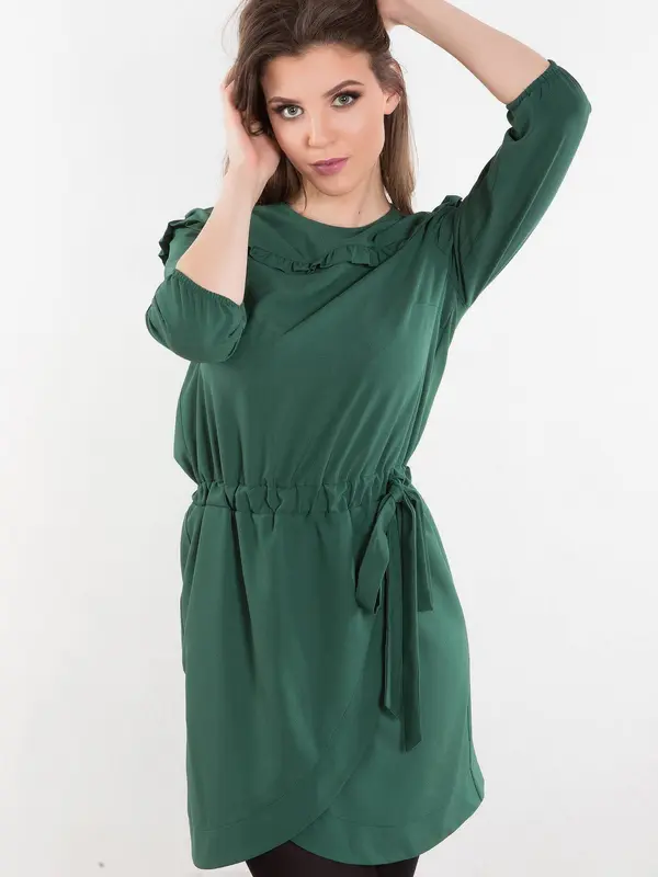 INPRESS Dress with envelope bottom, tied green