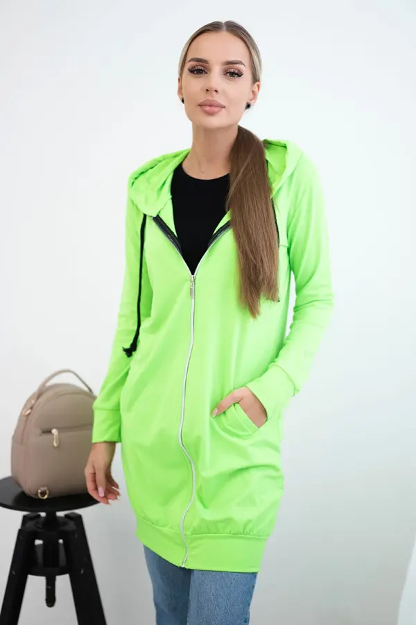 Kesi Dress with hood and hood green neon color
