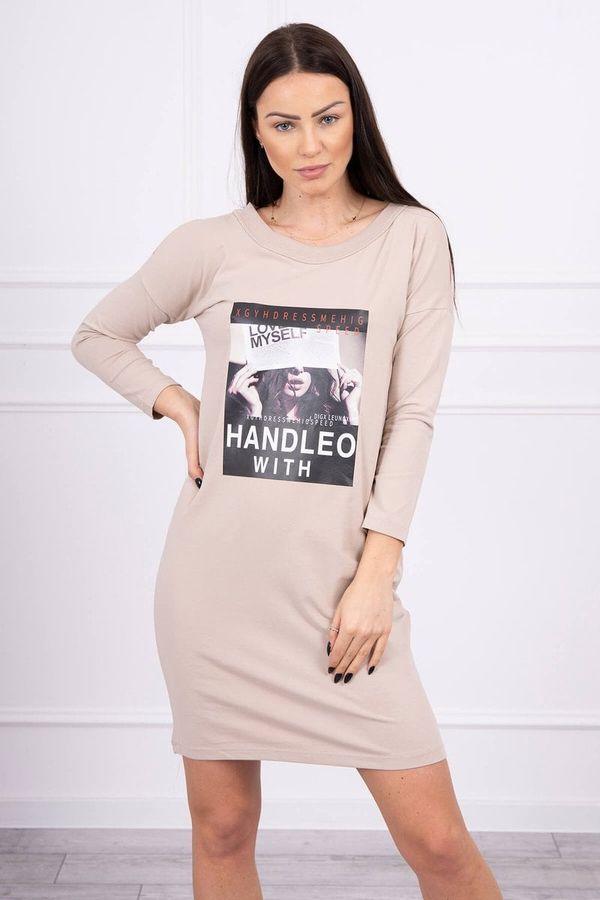 Kesi Dress with print Handle with beige color